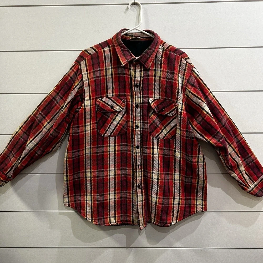 Vintage Five Brother Shirt Mens XL‎ Plaid Quilted Flannel Jacket Made USA 90s